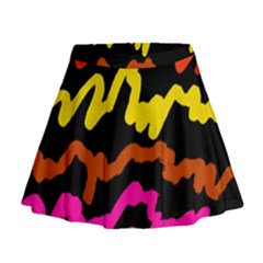 Multicolored Scribble Abstract Pattern Mini Flare Skirt by dflcprintsclothing