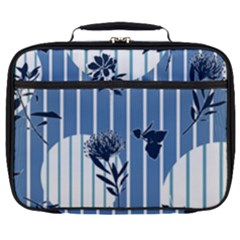 Stripes Blue White Full Print Lunch Bag by designsbymallika