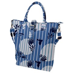 Stripes Blue White Buckle Top Tote Bag
