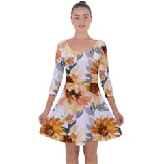 Sunflowers Quarter Sleeve Skater Dress by Angelandspot