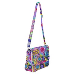 Double Sunflower Abstract Shoulder Bag With Back Zipper by okhismakingart