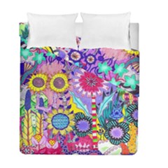 Double Sunflower Abstract Duvet Cover Double Side (full/ Double Size) by okhismakingart