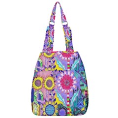 Double Sunflower Abstract Center Zip Backpack by okhismakingart