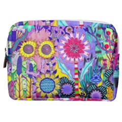 Double Sunflower Abstract Make Up Pouch (medium) by okhismakingart