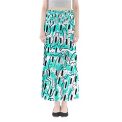 Doodle Art Minimal Drawing Pen Full Length Maxi Skirt