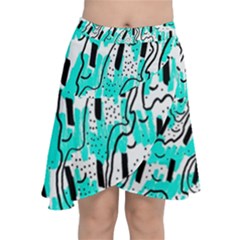 Doodle Art Minimal Drawing Pen Chiffon Wrap Front Skirt by HermanTelo