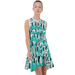 Doodle Art Minimal Drawing Pen Frill Swing Dress by HermanTelo