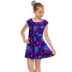 Backgroung Rose Purple Wallpaper Kids  Cap Sleeve Dress