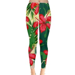 Floral Pink Flowers Leggings  by Mariart