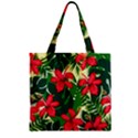 Floral Pink Flowers Zipper Grocery Tote Bag View1