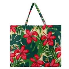 Floral Pink Flowers Zipper Large Tote Bag by Mariart