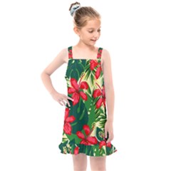 Floral Pink Flowers Kids  Overall Dress