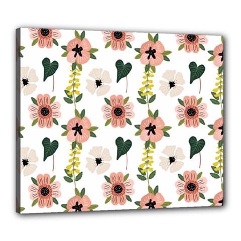 Flower White Pattern Floral Canvas 24  X 20  (stretched) by Alisyart