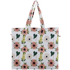 Flower White Pattern Floral Canvas Travel Bag by Alisyart