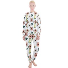 Flower White Pattern Floral Women s Lounge Set