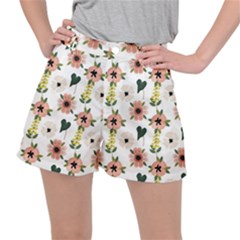 Flower White Pattern Floral Ripstop Shorts