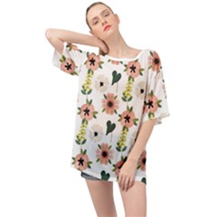 Flower White Pattern Floral Oversized Chiffon Top