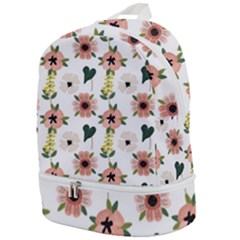 Flower White Pattern Floral Zip Bottom Backpack