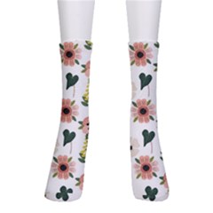 Flower White Pattern Floral Men s Crew Socks