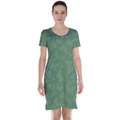 Asparagus Green Butterfly Print Short Sleeve Nightdress