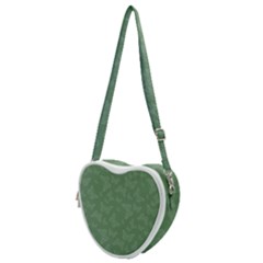 Asparagus Green Butterfly Print Heart Shoulder Bag by SpinnyChairDesigns