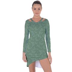 Asparagus Green Butterfly Print Asymmetric Cut-out Shift Dress by SpinnyChairDesigns