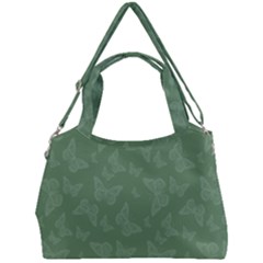 Asparagus Green Butterfly Print Double Compartment Shoulder Bag by SpinnyChairDesigns