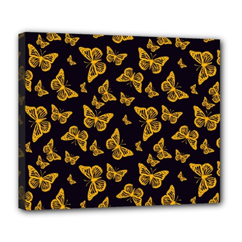 Black Gold Butterfly Print Deluxe Canvas 24  X 20  (stretched) by SpinnyChairDesigns