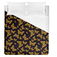 Black Gold Butterfly Print Duvet Cover (queen Size) by SpinnyChairDesigns