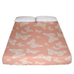 Peaches And Cream Butterfly Print Fitted Sheet (king Size)