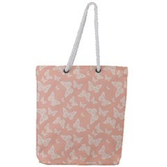 Peaches And Cream Butterfly Print Full Print Rope Handle Tote (large) by SpinnyChairDesigns