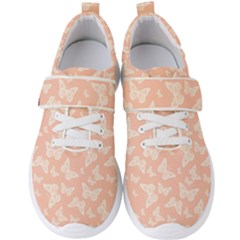 Peaches and Cream Butterfly Print Men s Velcro Strap Shoes