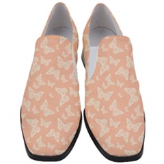 Peaches And Cream Butterfly Print Women Slip On Heel Loafers by SpinnyChairDesigns