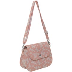 Peaches And Cream Butterfly Print Saddle Handbag by SpinnyChairDesigns