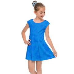 Cornflower Blue Butterfly Print Kids  Cap Sleeve Dress by SpinnyChairDesigns