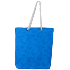 Cornflower Blue Butterfly Print Full Print Rope Handle Tote (large) by SpinnyChairDesigns