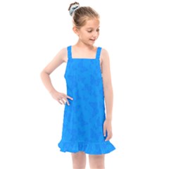 Cornflower Blue Butterfly Print Kids  Overall Dress by SpinnyChairDesigns