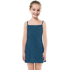 Indigo Dye Blue Butterfly Pattern Kids  Summer Sun Dress by SpinnyChairDesigns