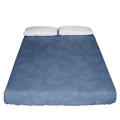 Faded Blue Butterfly Print Fitted Sheet (california King Size)
