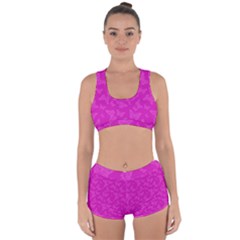 Fuchsia Butterfly Print  Racerback Boyleg Bikini Set by SpinnyChairDesigns