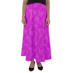 Fuchsia Butterfly Print  Flared Maxi Skirt by SpinnyChairDesigns