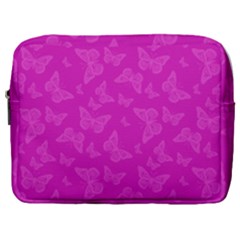 Fuchsia Butterfly Print  Make Up Pouch (large) by SpinnyChairDesigns