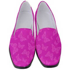 Fuchsia Butterfly Print  Women s Classic Loafer Heels by SpinnyChairDesigns