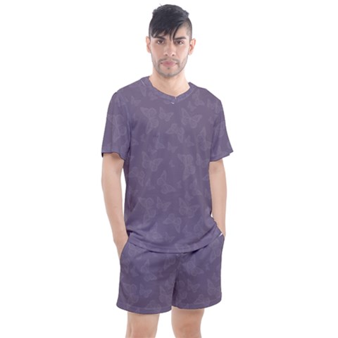 Grape Compote Butterfly Print Men s Mesh Tee And Shorts Set by SpinnyChairDesigns