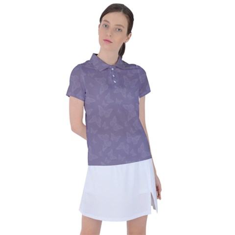 Grape Compote Butterfly Print Women s Polo Tee by SpinnyChairDesigns