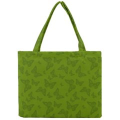 Avocado Green Butterfly Print Mini Tote Bag by SpinnyChairDesigns