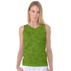 Avocado Green Butterfly Print Women s Basketball Tank Top by SpinnyChairDesigns