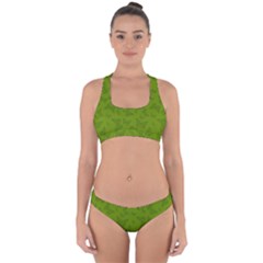 Avocado Green Butterfly Print Cross Back Hipster Bikini Set by SpinnyChairDesigns