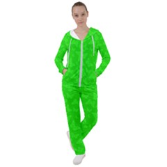 Chartreuse Green Butterfly Print Women s Tracksuit by SpinnyChairDesigns