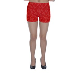 Vermilion Red Butterfly Print Skinny Shorts by SpinnyChairDesigns